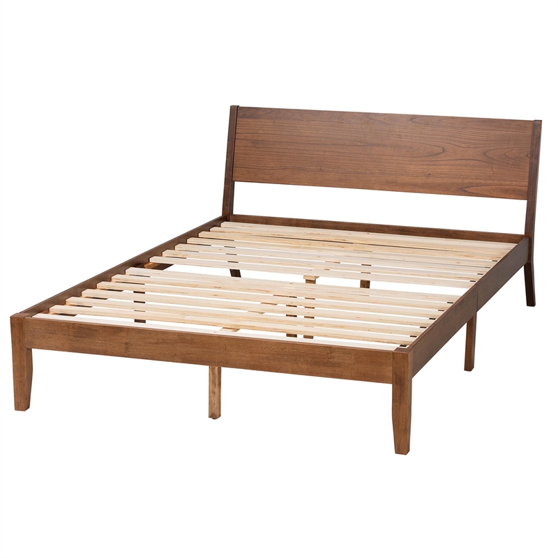 Bowery Hill Modern Wood Queen Size Platform Bed in Walnut Brown