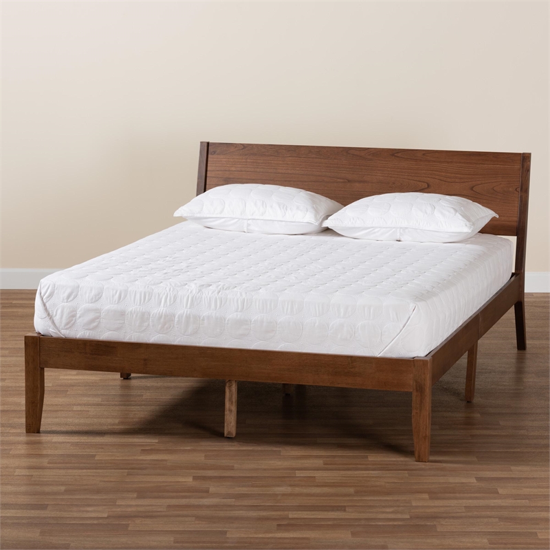 Bowery Hill Modern Wood Queen Size Platform Bed in Walnut Brown