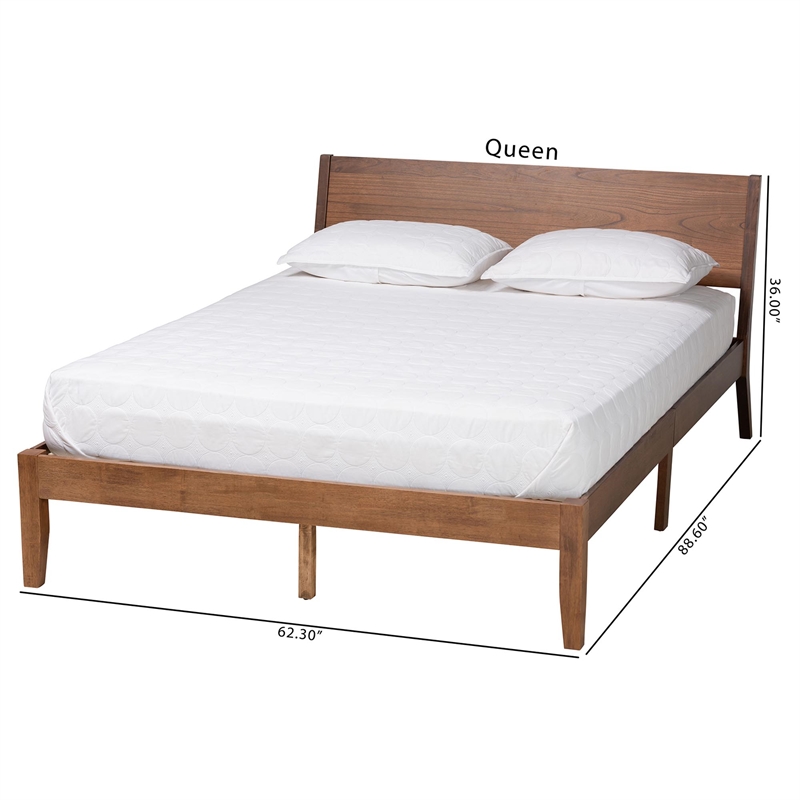 Bowery Hill Modern Wood Queen Size Platform Bed in Walnut Brown