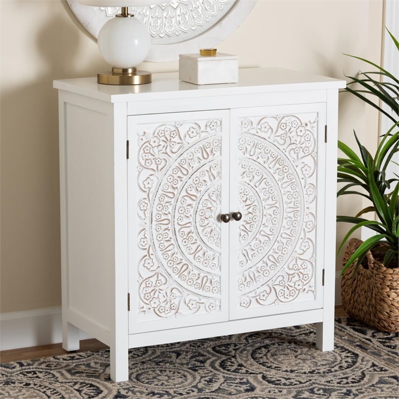 Bowery Hill Traditional White Finished Wood 2-Door Storage Cabinet