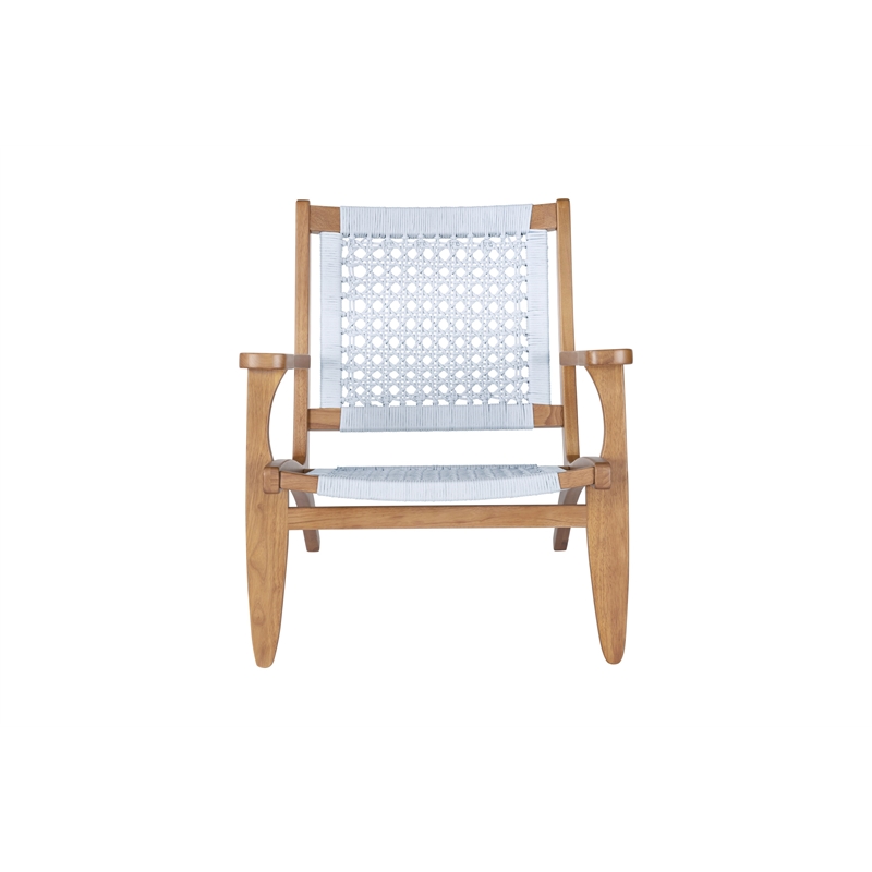 Bowery Hill Wood Hexagon Woven Rope Accent Chair Light Grey- Natural Finish