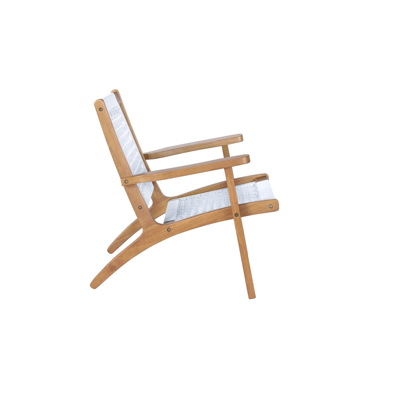 Bowery Hill Wood Hexagon Woven Rope Accent Chair Light Grey- Natural Finish