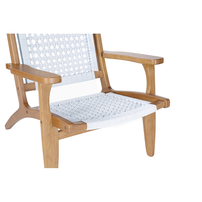 Bowery Hill Wood Hexagon Woven Rope Accent Chair Light Grey- Natural Finish