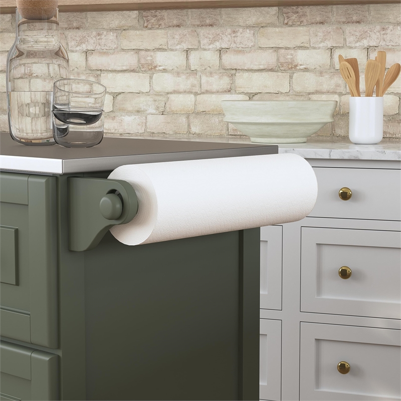 Bowery Hill Engineered Wood Kitchen Cart in Sage Green/Nickel