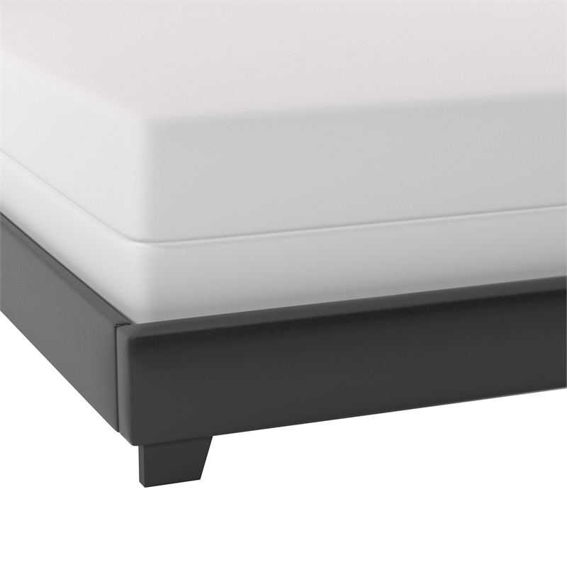 Bowery Hill Nail Head Trim Upholstered Queen Bed Black Faux Leather