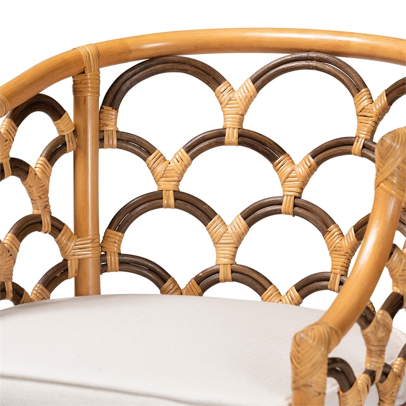 Bowery Hill Modern Bohemian Light Honey and Dark Brown Rattan Bar Stool