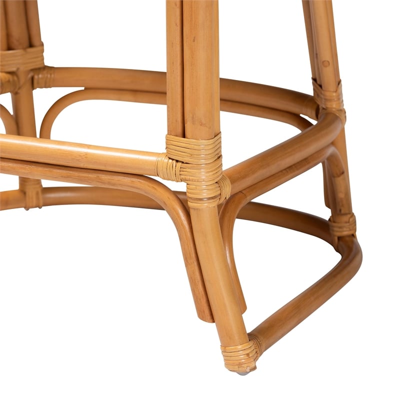 Bowery Hill Modern Bohemian Light Honey and Dark Brown Rattan Bar Stool