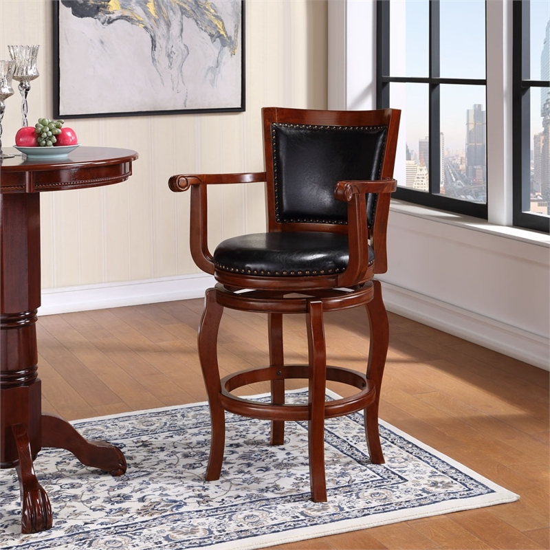 Bowery Hill Modern / Contemporary Swivel Bar Stool - Black/Cherry