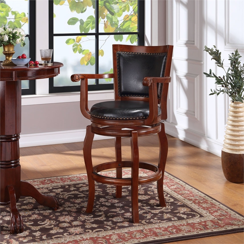 Bowery Hill Modern / Contemporary Swivel Bar Stool - Black/Cherry