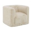 Bowery Hill Sand Fabric Upholstered Chair with Swivel in Beige