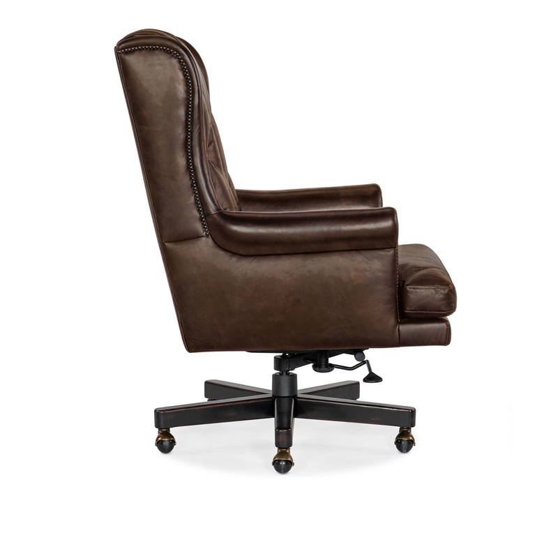 Bowery Hill Modern Executive Leather Swivel Tilt Chair in Brown