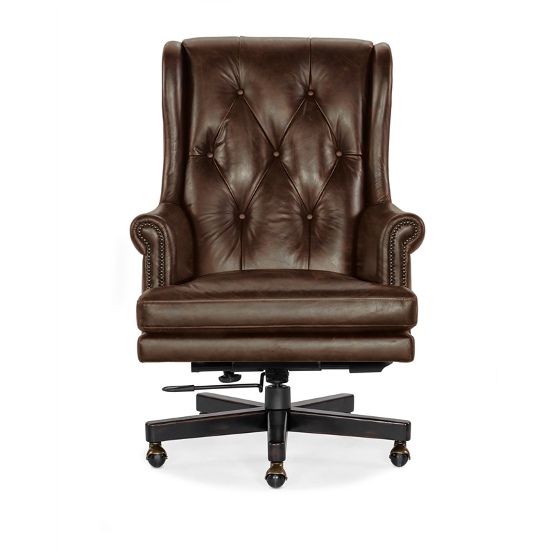 Bowery Hill Modern Executive Leather Swivel Tilt Chair in Brown