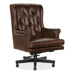 Bowery Hill Modern Executive Leather Swivel Tilt Chair in Brown