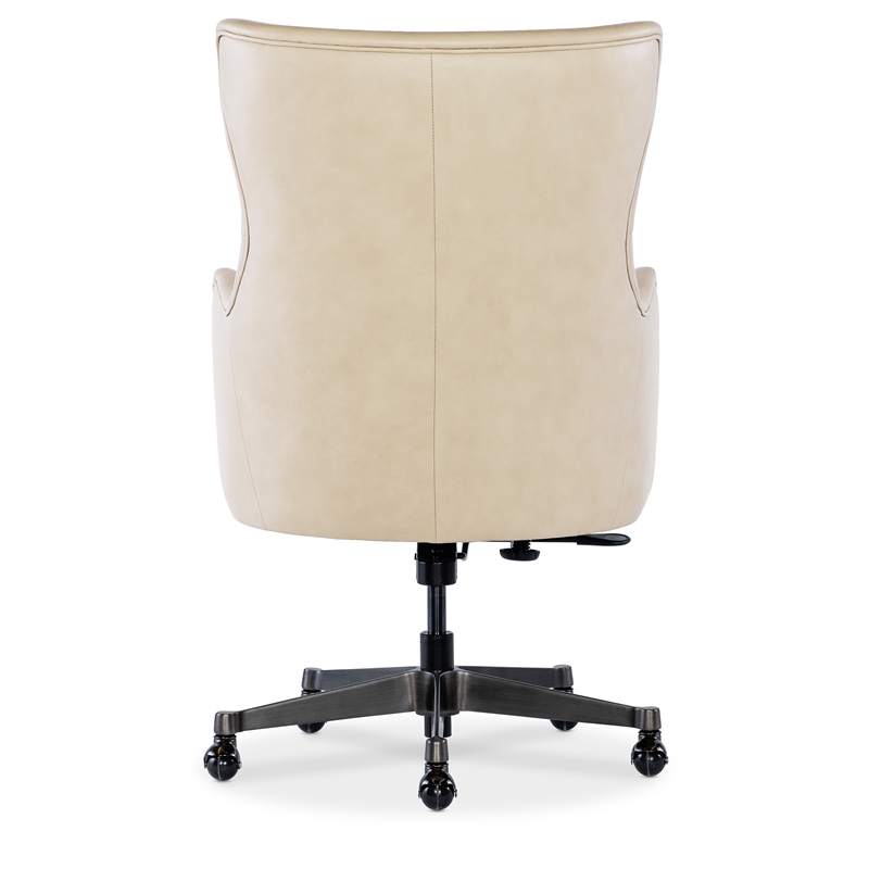 Bowery Hill Modern Executive Tilt Leather Swivel Chair in Beige