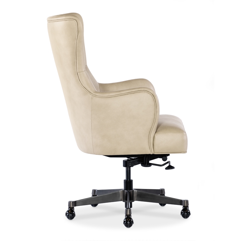 Bowery Hill Modern Executive Tilt Leather Swivel Chair in Beige