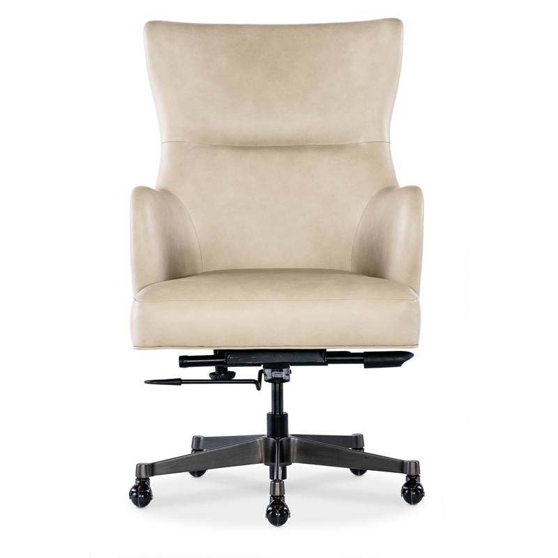 Bowery Hill Modern Executive Tilt Leather Swivel Chair in Beige