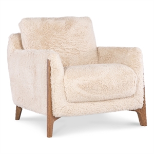 Bowery Hill Contemporary Fabric Chair in Beige with Wood Legs