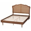 Bowery Hill Walnut Brown Wood and Rattan Queen Size Platform Bed