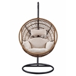 Bowery Hill Outdoor Patio Hanging Chair/Stand in Beige Fabric and Rope
