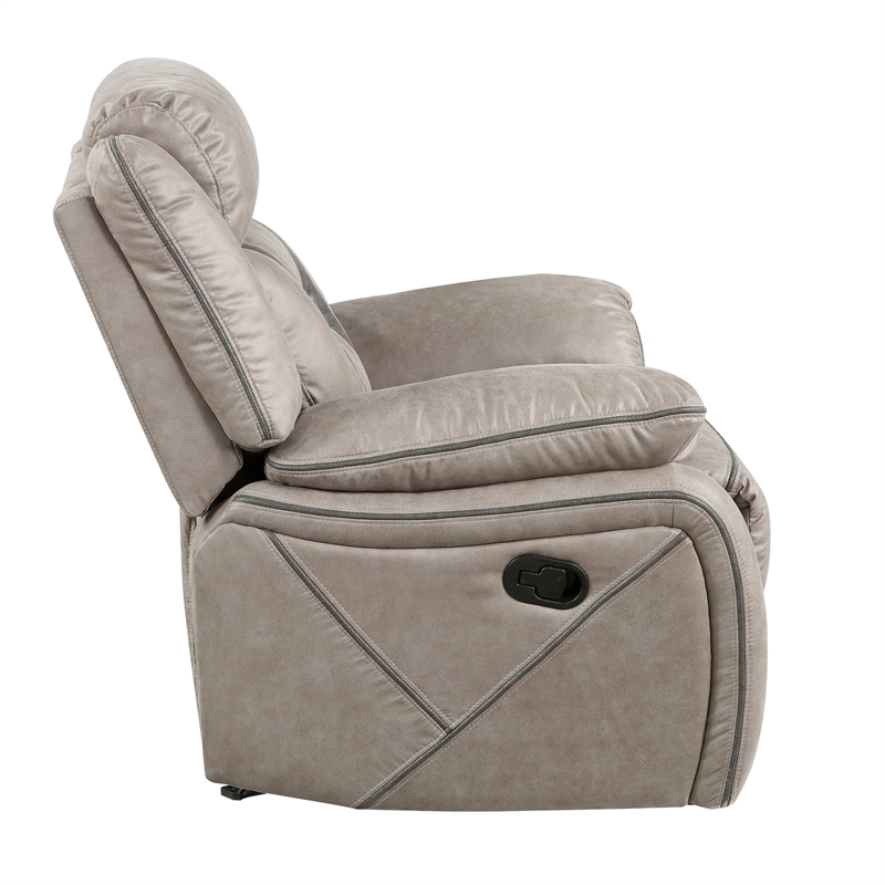 Bowery Hill Modern / Contemporary Manual Leatherette Recliner in Gray