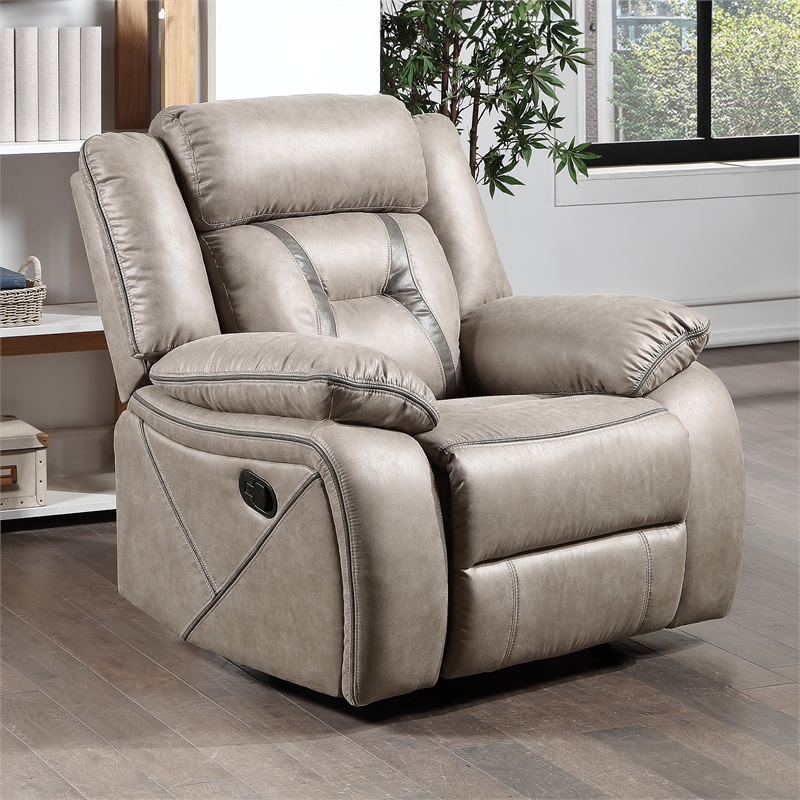 Bowery Hill Modern / Contemporary Manual Leatherette Recliner in Gray