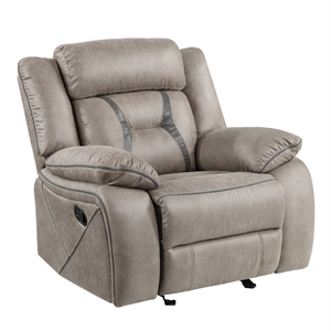 Bowery Hill Modern / Contemporary Manual Leatherette Recliner in Gray