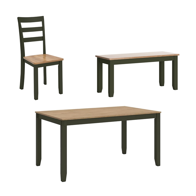 Bowery Hill Modern Natural & Green Dining Table Set - Set of 6