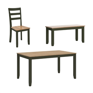 Bowery Hill Modern Natural & Green Dining Table Set - Set of 6
