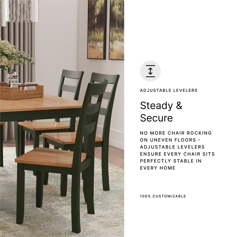 Bowery Hill Modern Natural & Green Dining Table Set - Set of 6