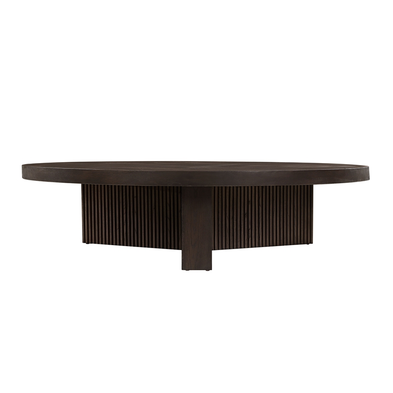 Bowery Hill Contemporary Wood Round Coffee Table in Oak Finish