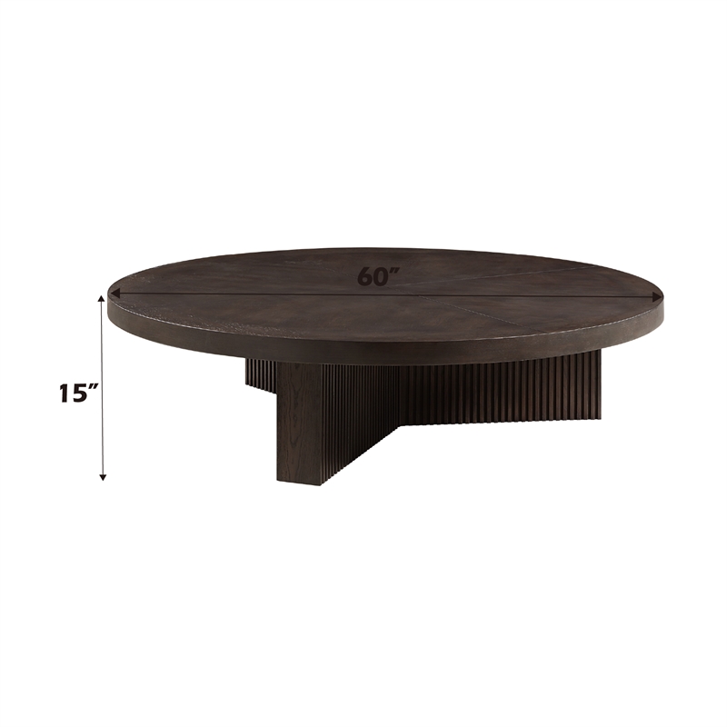 Bowery Hill Contemporary Wood Round Coffee Table in Oak Finish