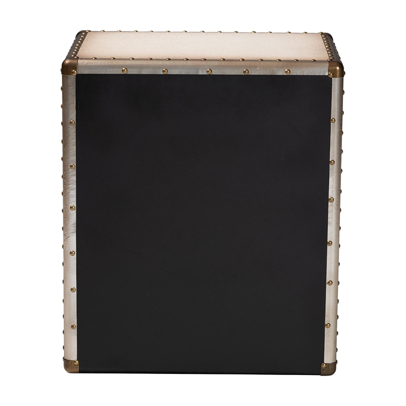 Bowery Hill Contemporary Vintage White Canvas 3-Drawer End Table