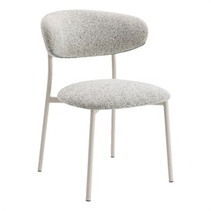Bowery Hill 20&quot Metal and Fabric Dining Side Chair in Gray and Beige (Set of 2)