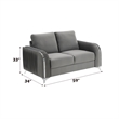 Bowery Hill Contemporary Velvet Upholstered Loveseat in Gray