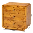 Bowery Hill Modern Natural Real Burl Wood 3-Drawer Nightstand