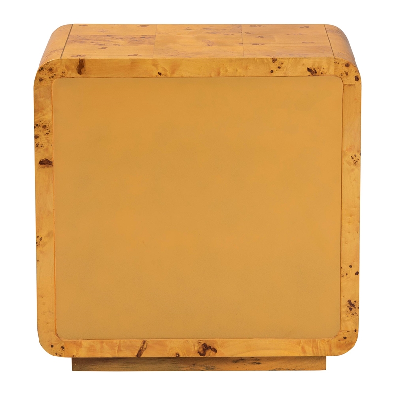 Bowery Hill Modern Natural Real Burl Wood 3-Drawer Nightstand