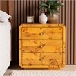 Bowery Hill Modern Natural Real Burl Wood 3-Drawer Nightstand