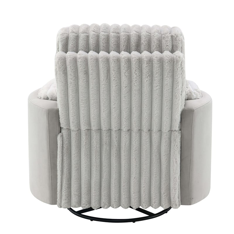 Bowery Hill Corduroy Fabric Upholstered Glider Recliner with Swivel in Gray