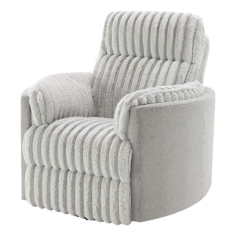 Bowery Hill Corduroy Fabric Upholstered Glider Recliner with Swivel in Gray