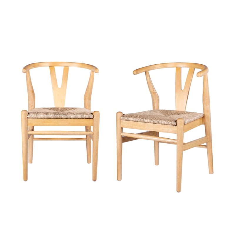 Bowery Hill Modern Dining Chairs - Set of 2 - Natural Finish