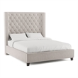 Bowery Hill Wingback Tufted Fabric Eastern King Bed in Ivory