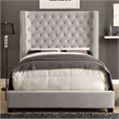 Bowery Hill Wingback Tufted Fabric Eastern King Bed in Ivory