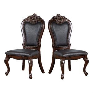 Bowery Hill Faux Leather Side Chairs in Dark Cherry (Set of 2)