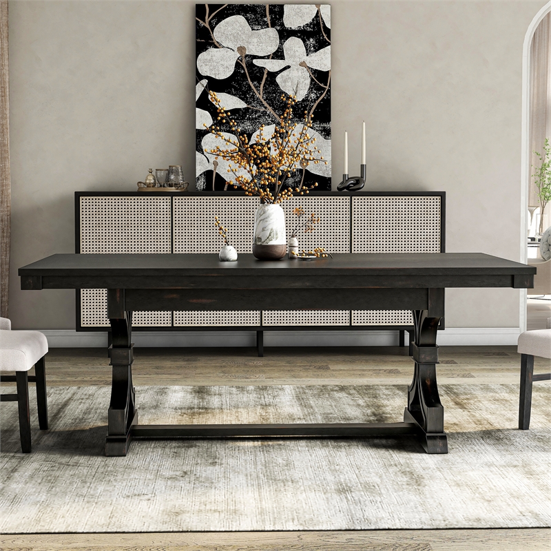 Bowery Hill Contemporary Wood Rectangular Dining Table in Black