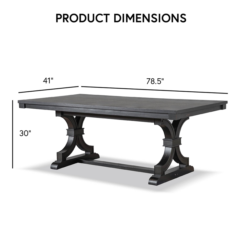 Bowery Hill Contemporary Wood Rectangular Dining Table in Black