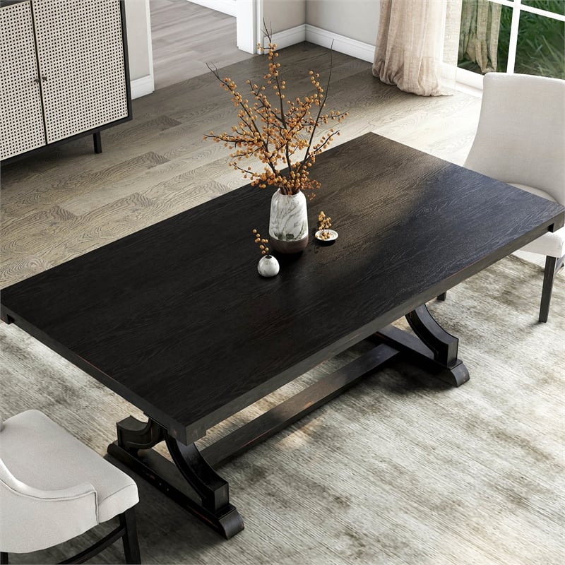 Bowery Hill Contemporary Wood Rectangular Dining Table in Black