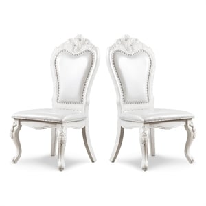Bowery Hill Modern Faux Leather Side Chairs in White (Set of 2)