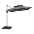 Bowery Hill Modern Aluminum LED 8' Gray Double Top Square Umbrella