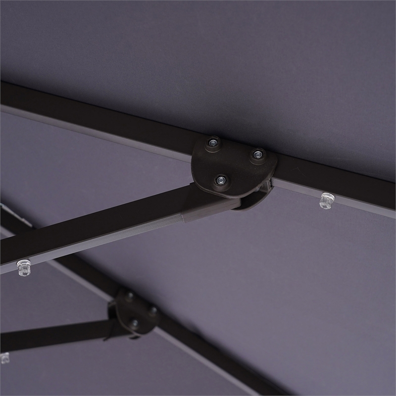 Bowery Hill Modern Aluminum LED 8' Gray Double Top Square Umbrella