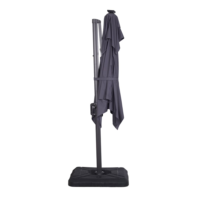 Bowery Hill Modern Aluminum LED 8' Gray Double Top Square Umbrella